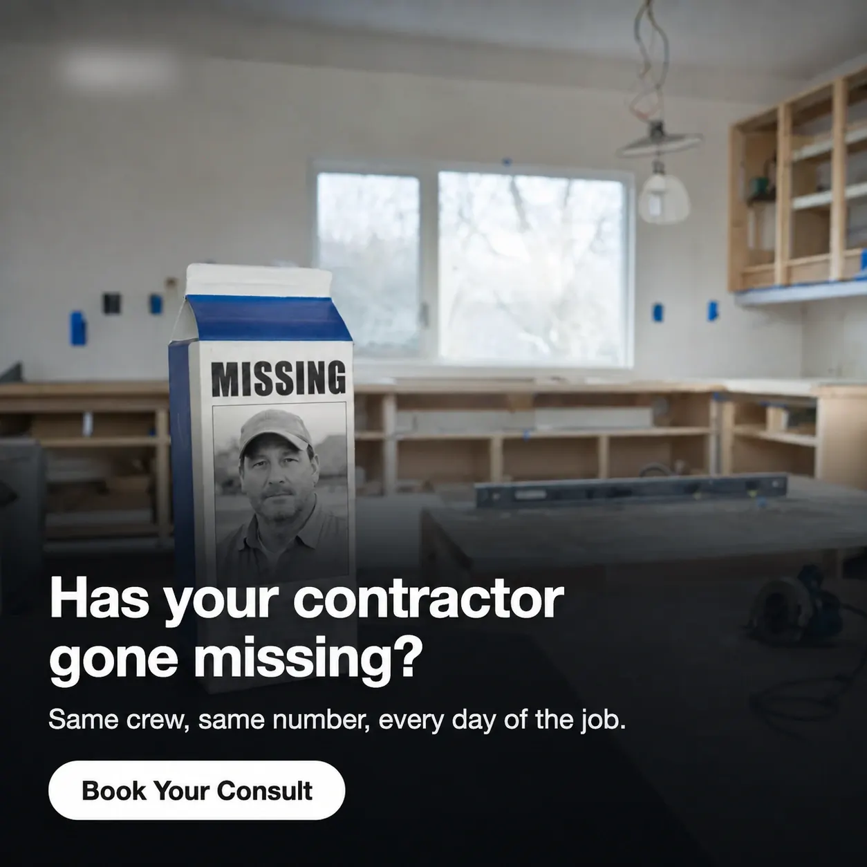 Contractor campaign with logo placeholder obscured