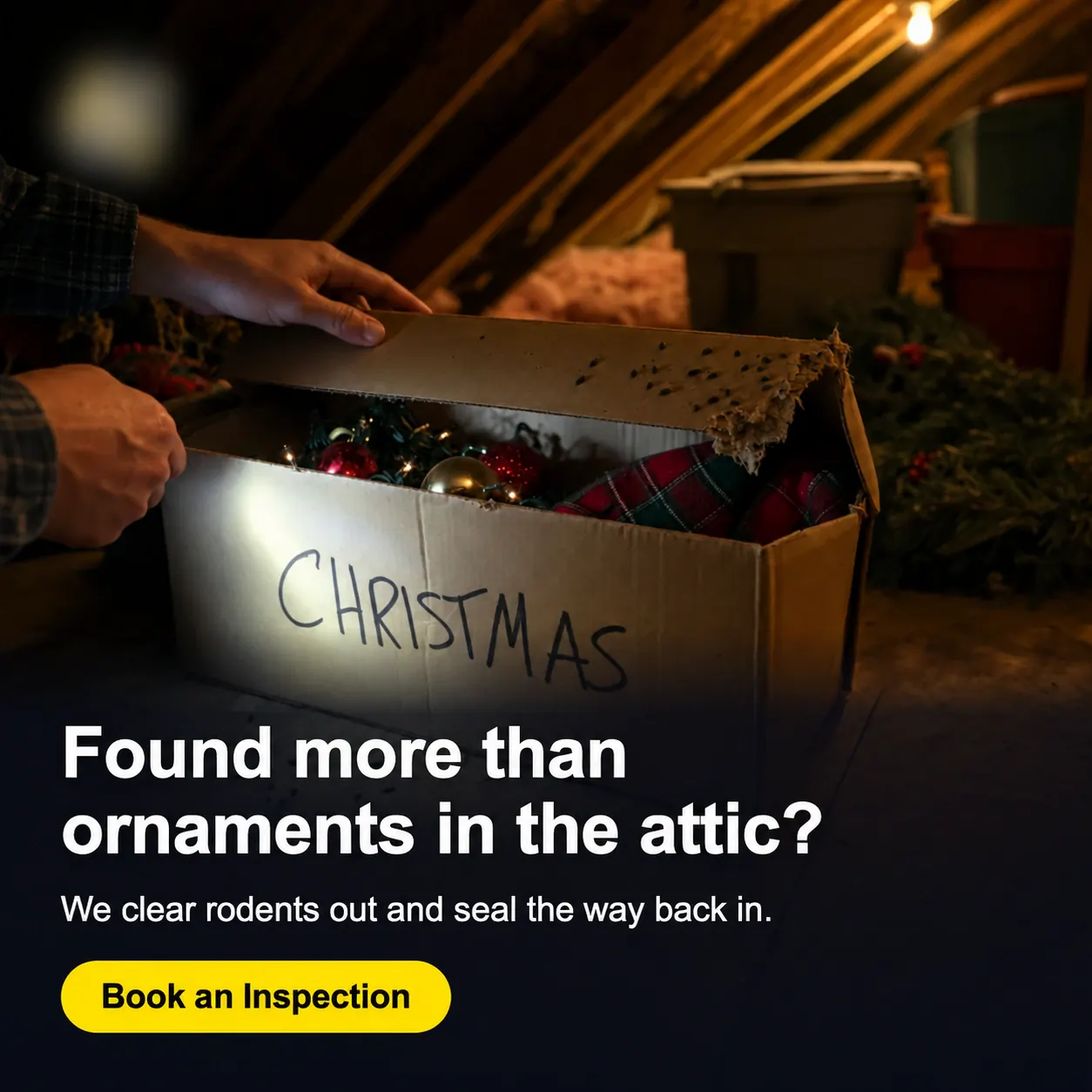 Pest control ad with branding and contact details removed